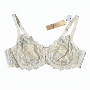 NWT | Wingslove Cream Embroidered Floral Lace Underwire Full Coverage Bra | 44D